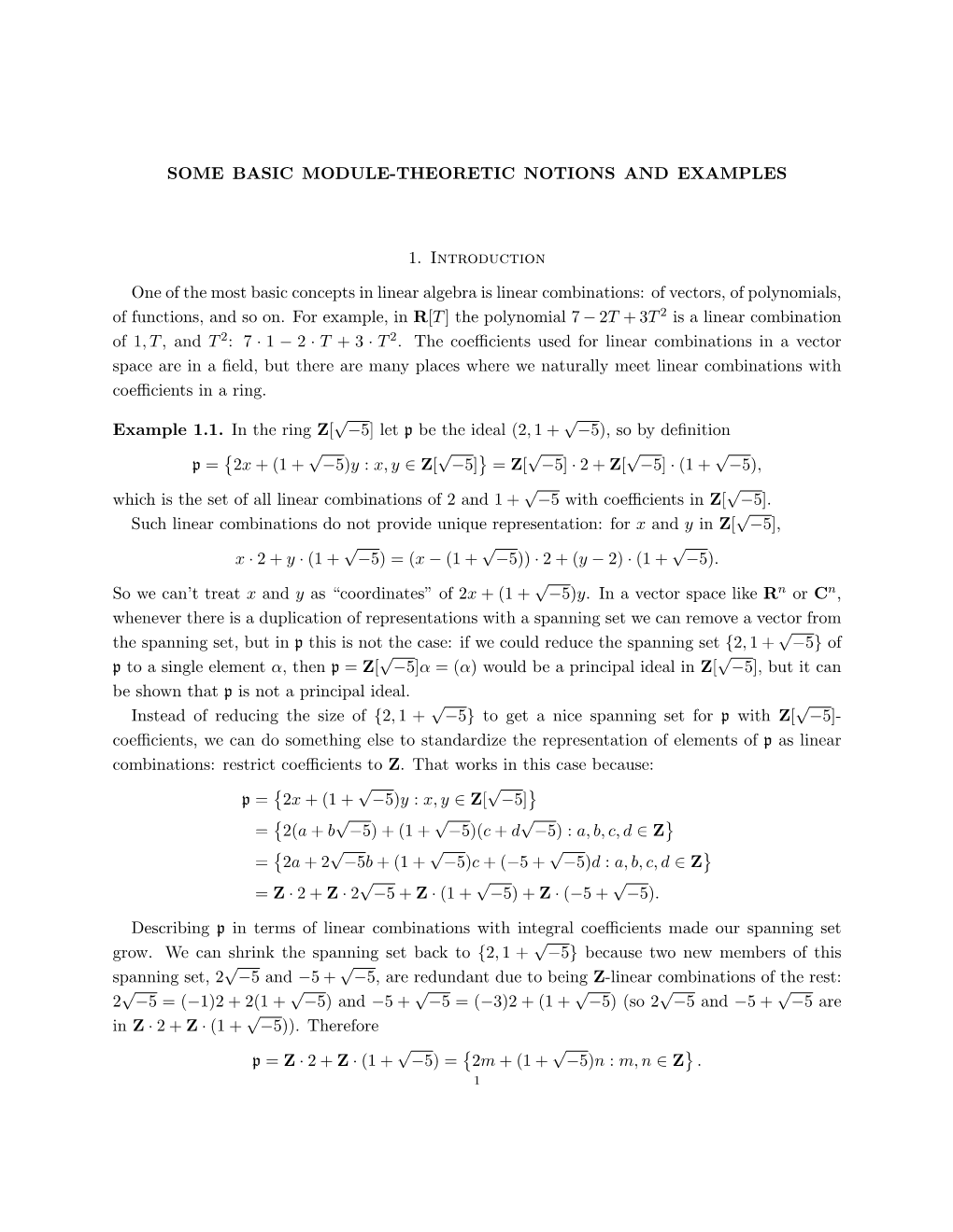 Some Basic Module-Theoretic Notions and Examples