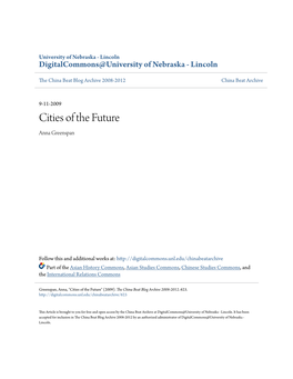 Cities of the Future Anna Greenspan