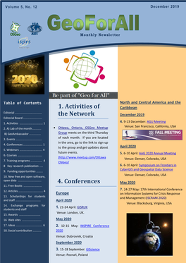 1. Activities of the Network 4. Conferences