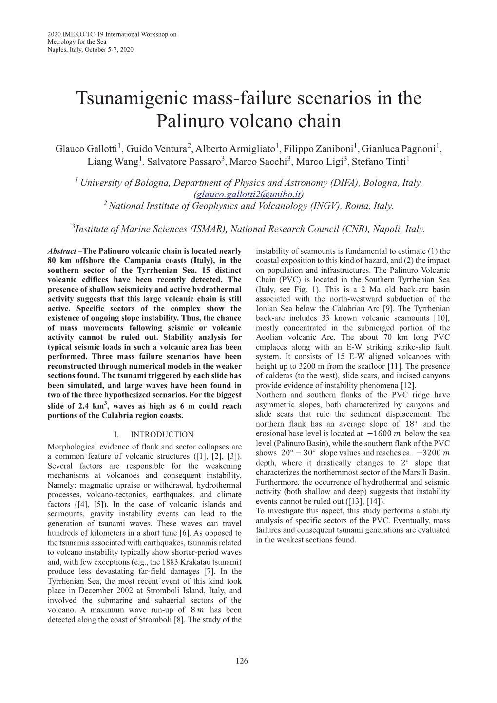 Tsunamigenic Mass-Failure Scenarios in the Palinuro Volcano Chain