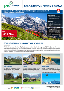 Golf Jungfrau Region & Gstaad