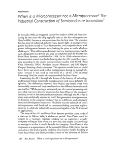 When Is a Microprocessor Not a Microprocessor? the Industrial Construction of Semiconductor Innovation I