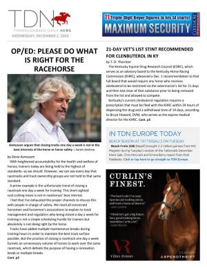 Please Do What Is Right for the Racehorse