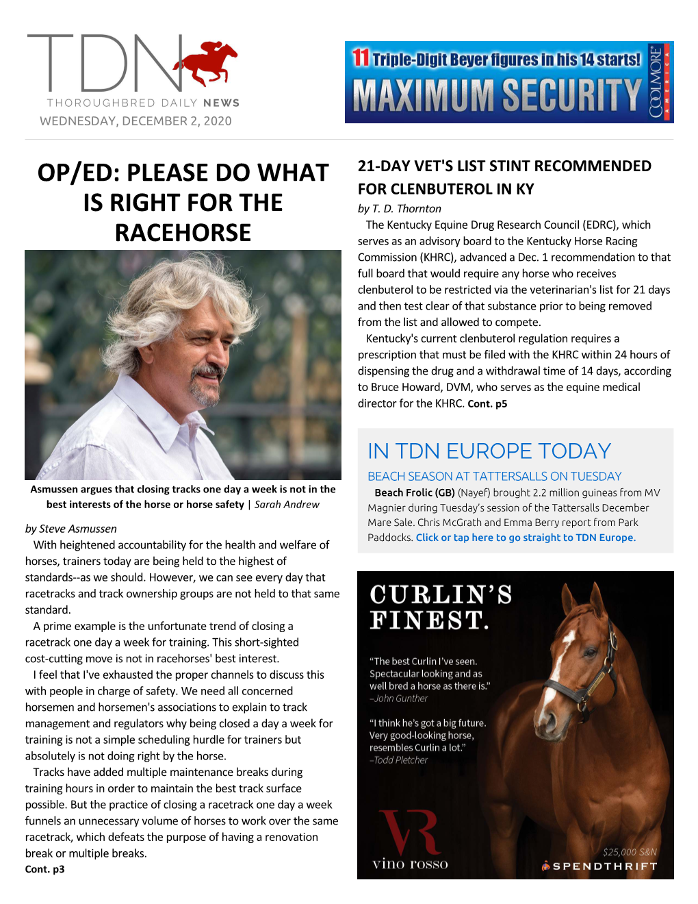 Please Do What Is Right for the Racehorse