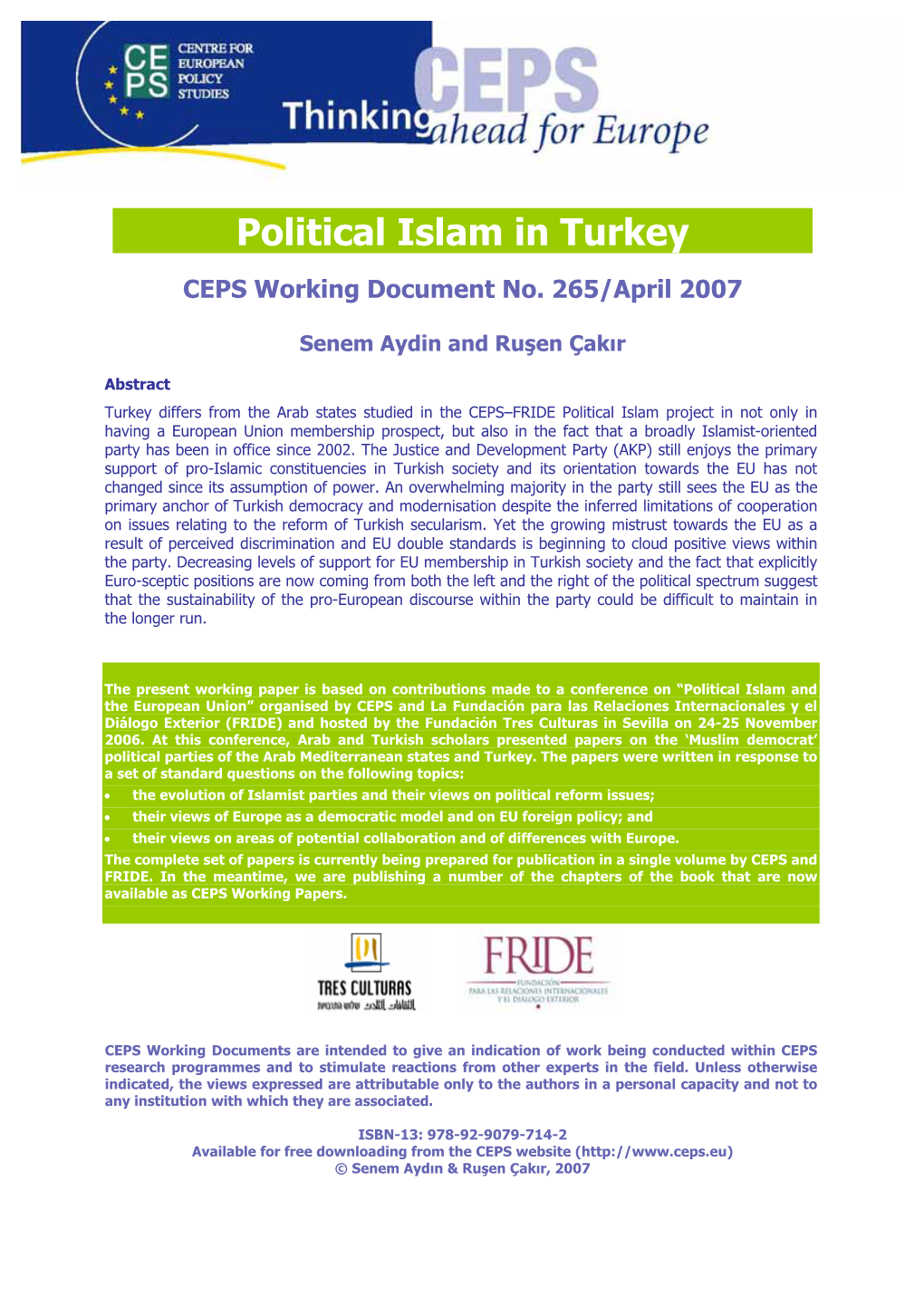 Political Islam in Turkey