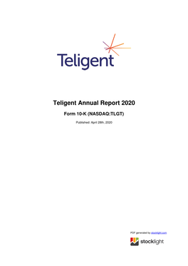 Teligent Annual Report 2020