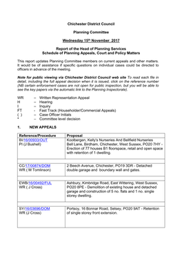 Chichester District Council Planning Committee Wednesday 15Th