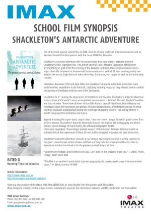 Shackleton Schools Film Synopsis.Indd