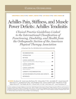 Achilles Pain, Stiness, and Muscle Power Deficits: Achilles Tendinitis