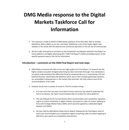 DMG Media Response to the Digital Markets Taskforce Call for Information