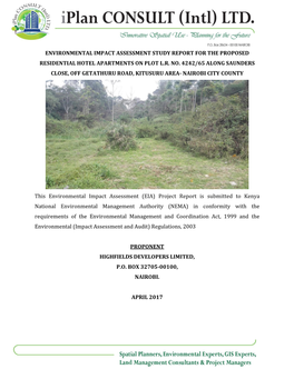 Environmental Impact Assessment Study Report for the Proposed Residential Hotel Apartments on Plot L.R