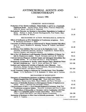 ANTIMICROBIAL AGENTS and CHEMOTHERAPY Volume 29 January 1986 No