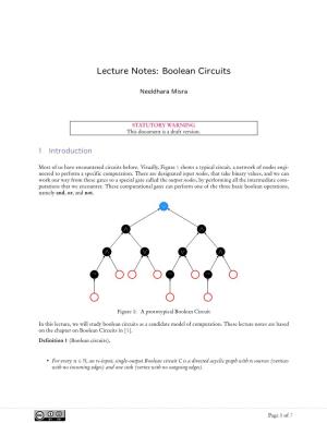 Lecture Notes: Boolean Circuits