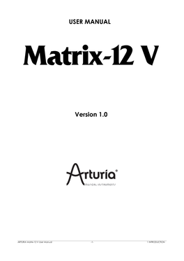 Arturia Matrix 12 V User Manual