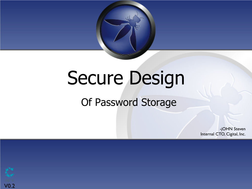 Secure Design of Password Storage
