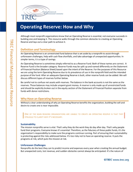 Operating Reserve: How and Why