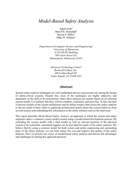Model-Based Safety Analysis