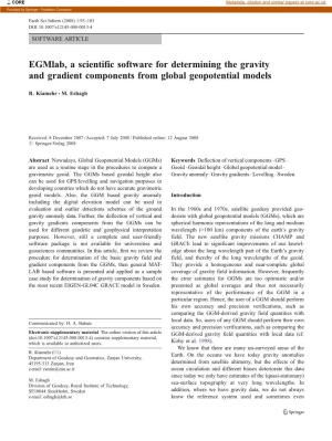 Egmlab, a Scientific Software for Determining the Gravity and Gradient Components from Global Geopotential Models