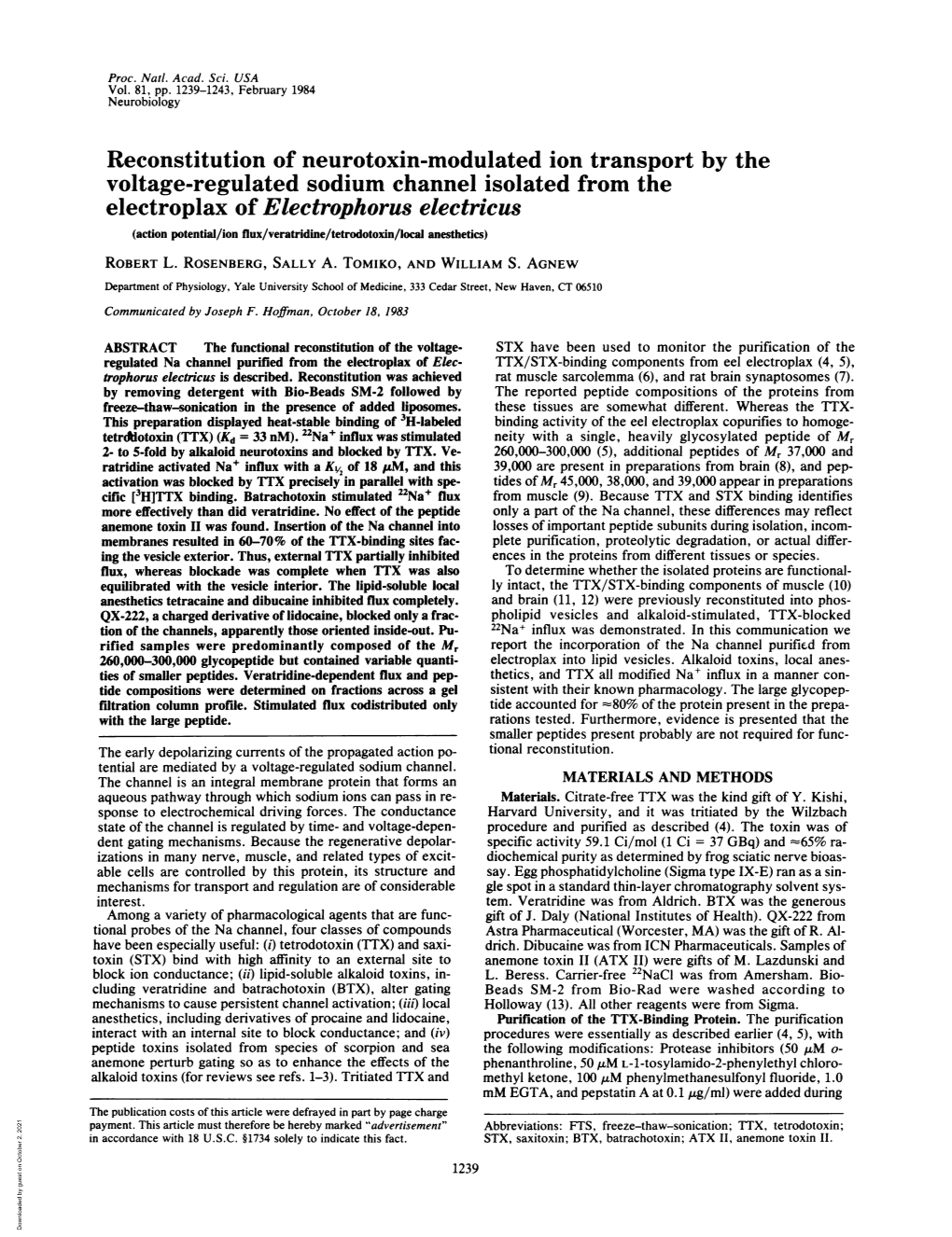 Reconstitution of Neurotoxin-Modulated Ion Transport