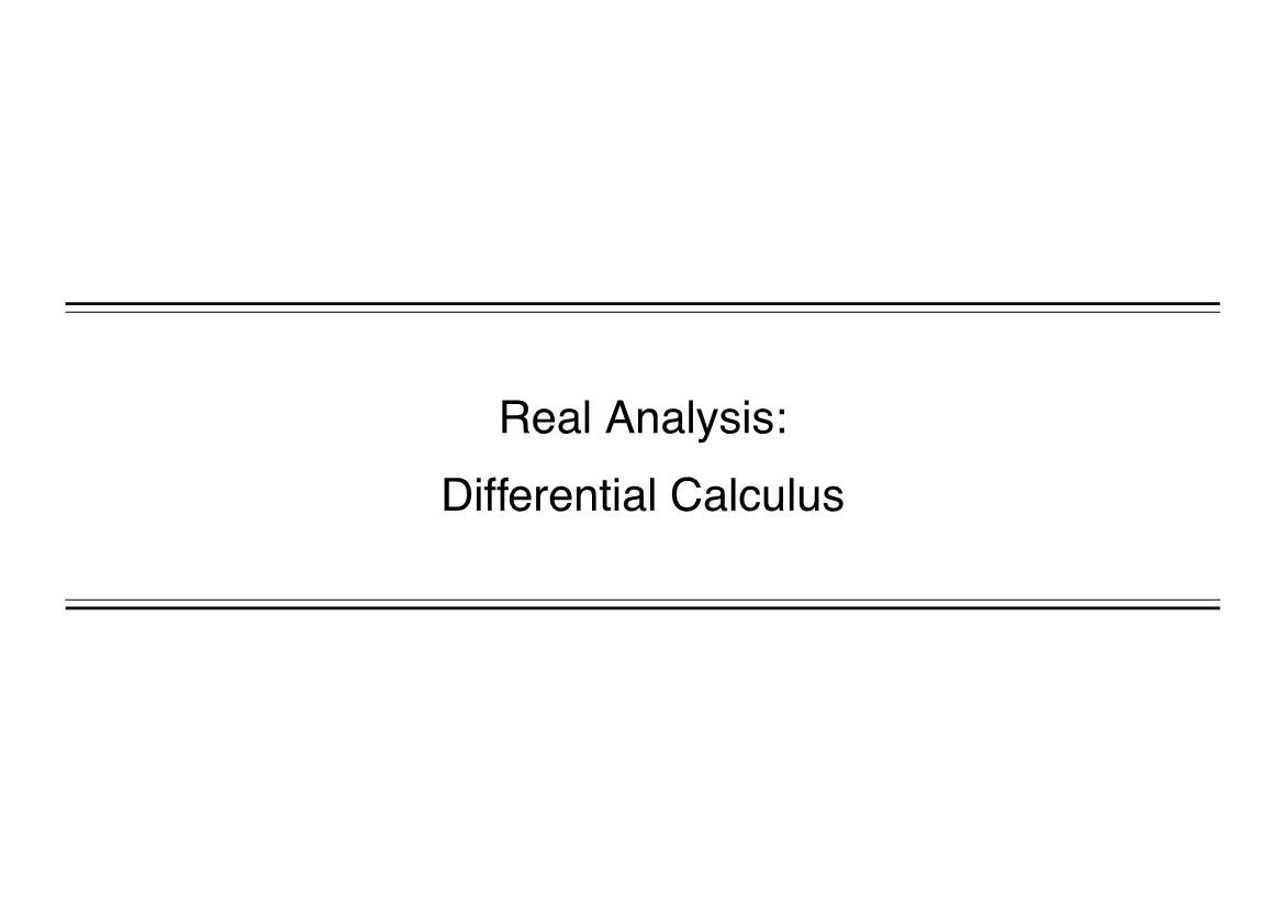 Real Analysis: Differential Calculus 1 1