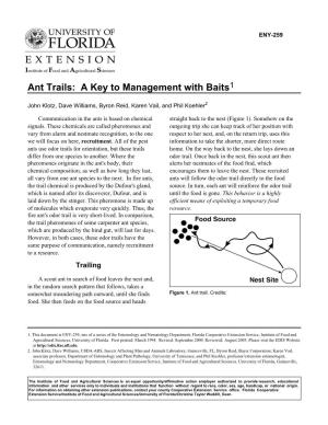 Ant Trails: a Key to Management with Baits1