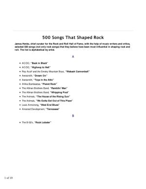 500 Songs That Shaped Rock