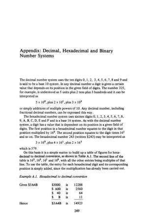 Appendix: Decimal, Hexadecimal and Binary Number Systems