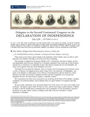 Delegates' Letters on the Declaration