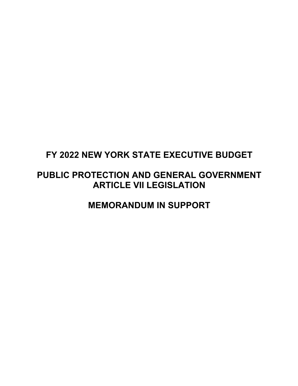 Fy 2022 New York State Executive Budget Public Protection And
