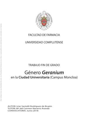 Género Geranium La En La Ciudad Universitaria (Campus Moncloa) Docente