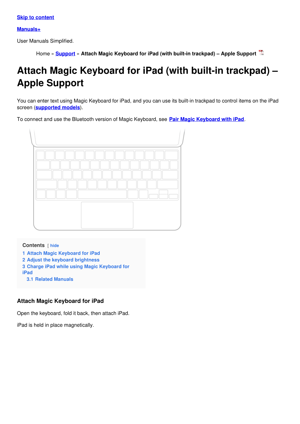 Attach Magic Keyboard for Ipad (With Built-In Trackpad) – Apple Support