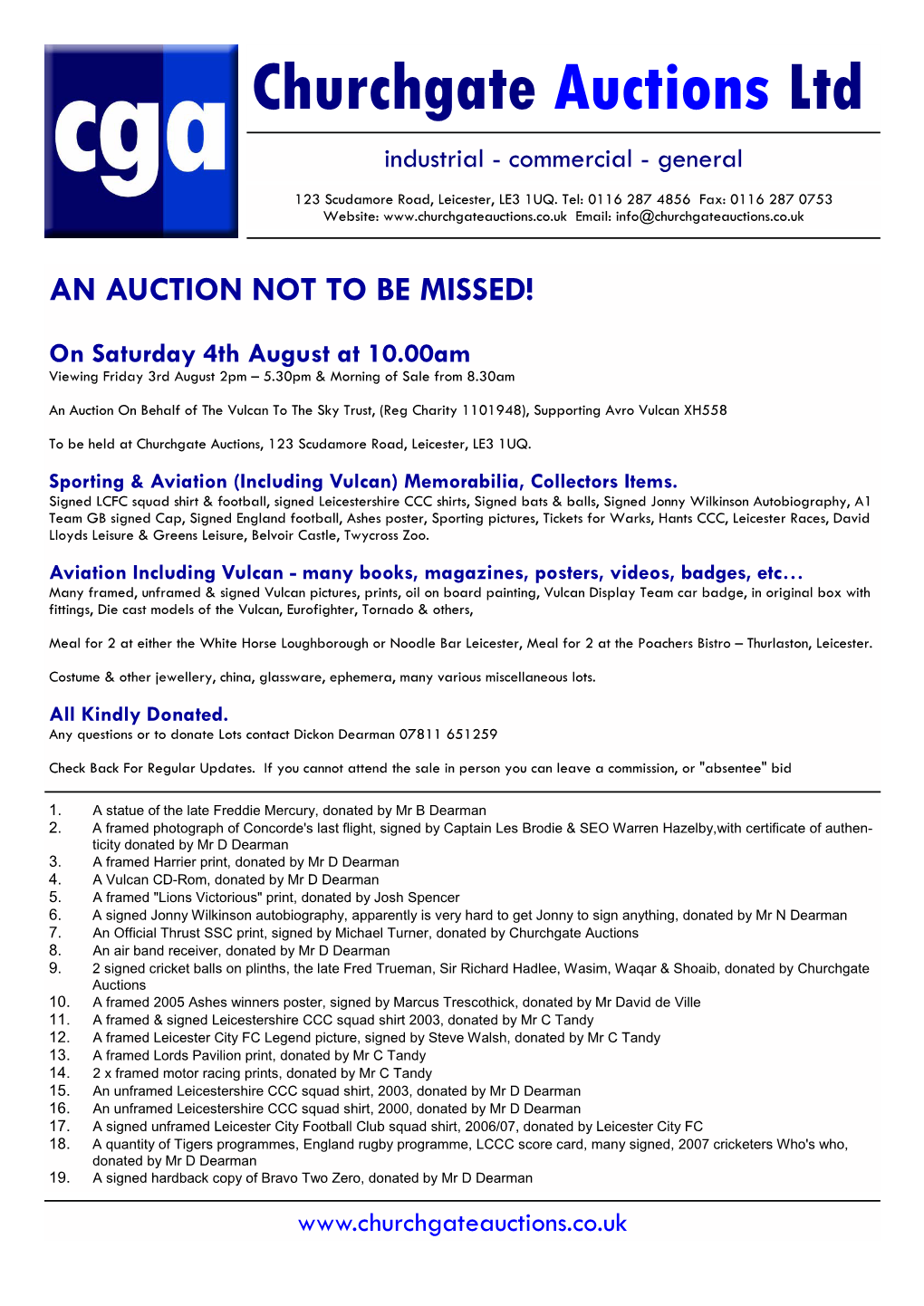 Churchgate Auctions Ltd Industrial - Commercial - General