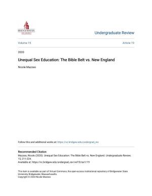Unequal Sex Education: the Bible Belt Vs. New England