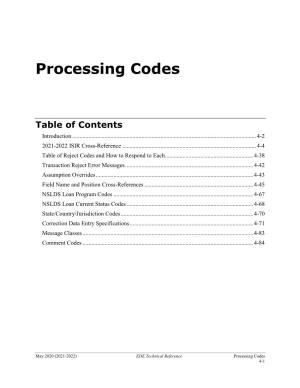 2021-2022 EDE Technical Reference Processing Codes Section