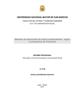 Universidad Nacional Mayor De San Marcos