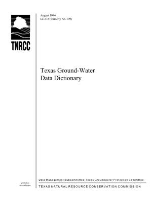 Texas Ground-Water Data Dictionary