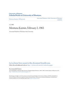 Montana Kaimin, February 2, 1965 Associated Students of Montana State University