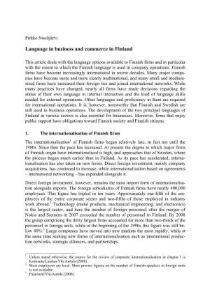 Language in Business and Commerce in Finland