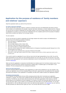 Application for the Purpose of Residence of 'Family Members And