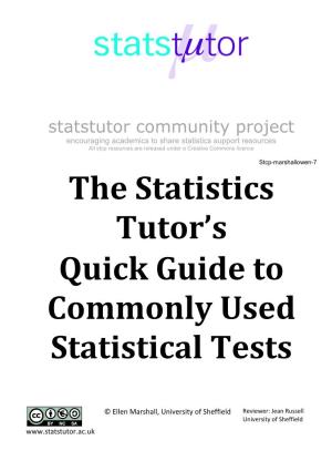 The Statistics Tutor's Quick Guide to Commonly Used Statistical Tests