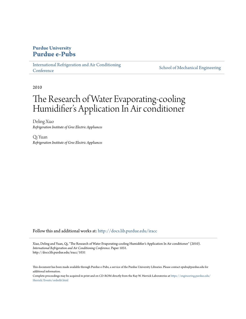 The Research of Water Evaporating-Cooling Humidifierâ•Žs