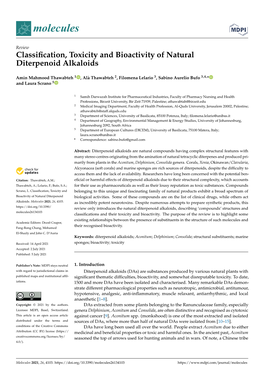 Classification, Toxicity and Bioactivity of Natural Diterpenoid Alkaloids