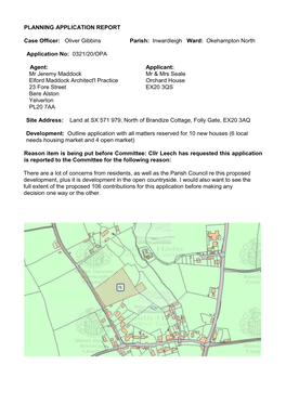 Inwardleigh Ward: Okehampton North Application No