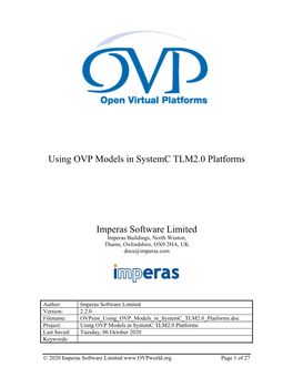 Using OVP Models in Systemc TLM2.0 Platforms
