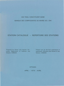Station Catalogue - Repertoire Des Stations