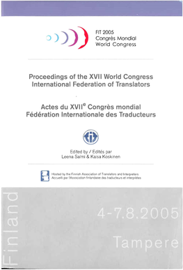 Proceedings of the XVII World Congress International Federation of Translators
