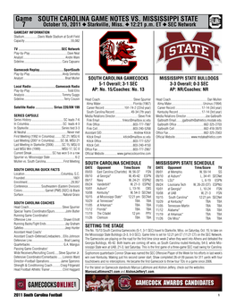 SOUTH CAROLINA GAME NOTES VS. MISSISSIPPI STATE Game 7