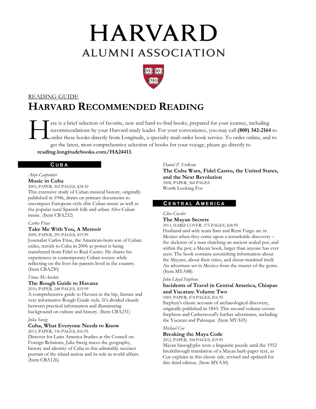 Harvard Recommended Reading