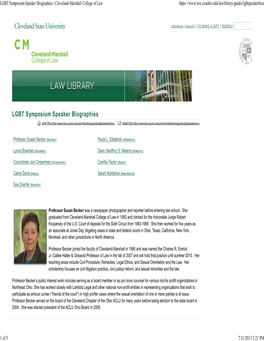 LGBT Symposium Speaker Biographies | Cleveland-Marshall College of Law