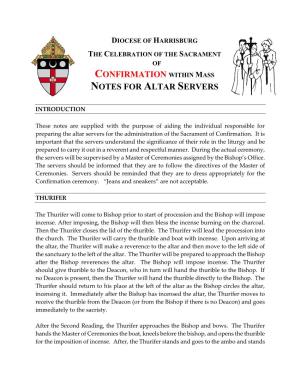 Confirmation Within Mass Notes for Altar Servers